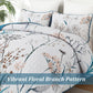 Ensemble de courtepointe réversible 3 pièces country rustique bleu et rose floral