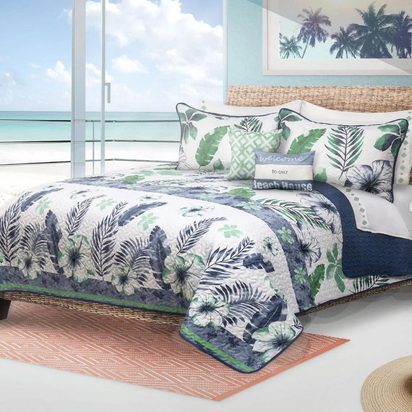 Tropical Paradise Reversible 5 Piece Quilt Set
