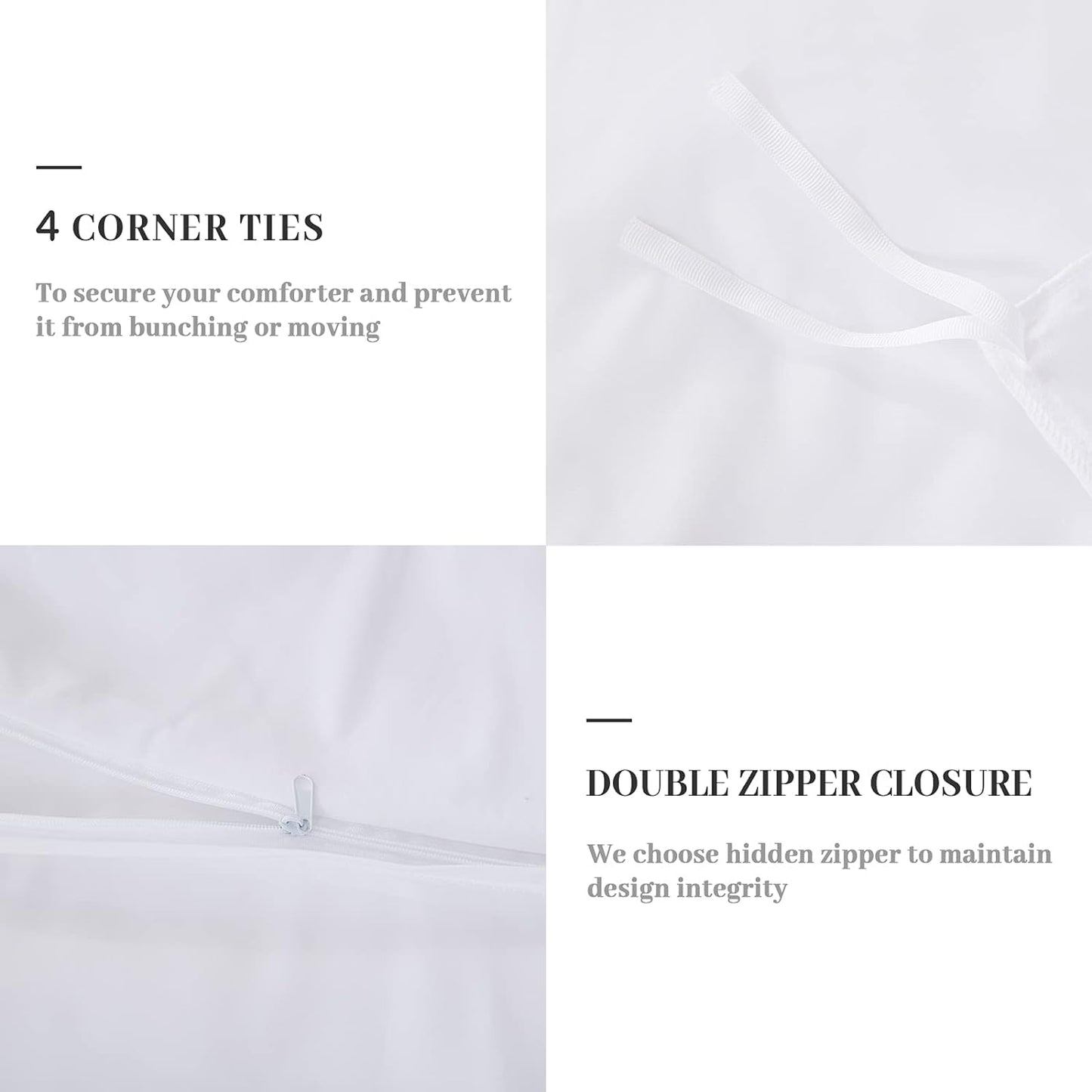 White Pinch Pleated 3 Piece Duvet Cover Set