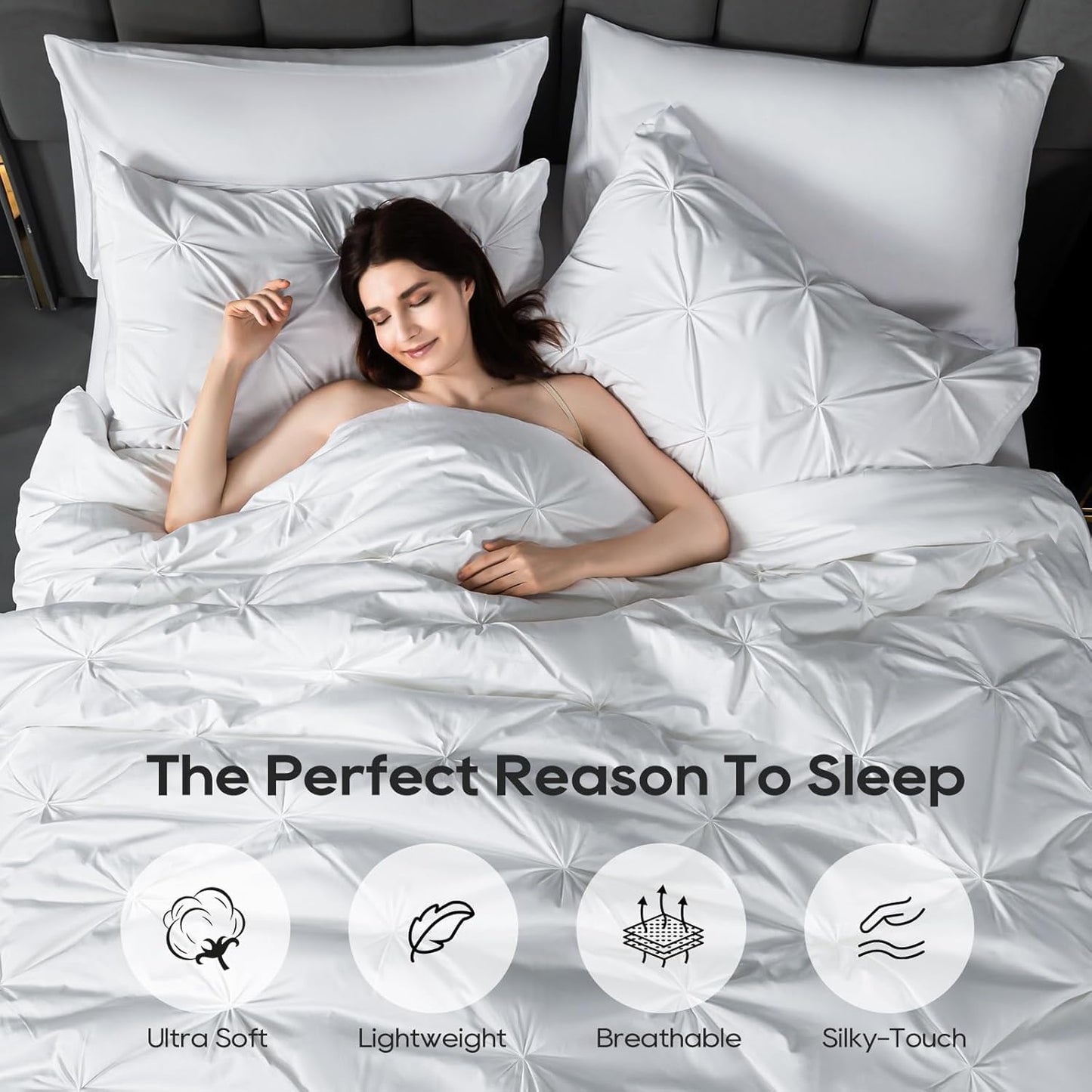 White Pinch Pleated 7 Piece Comforter Set