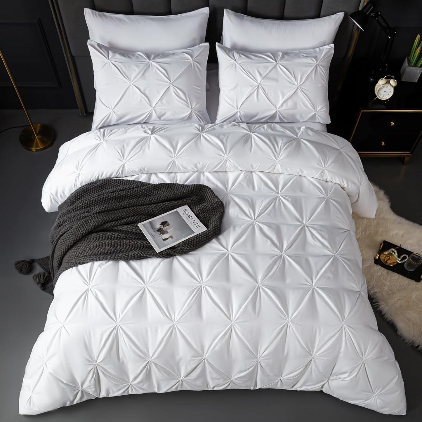 White Pinch Pleated 7 Piece Comforter Set