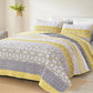 Yellow Bohemian Floral 3 Piece Bedding Quilt Set