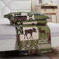 Lodge Moose & Deer Green-Brown 3 Piece Quilt Set