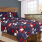 Navy & Red Bear & Moose 3 Piece Bedding Quilt Set