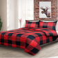 Classic Red Black Buffalo Plaid 3 Piece Bedding Comforter Set
