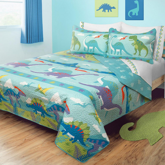 Dinosaurs 3 Piece Bedding Quilt Set