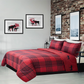 Red Black Buffalo Plaid & Moose 3 Piece Bedding Comforter Set