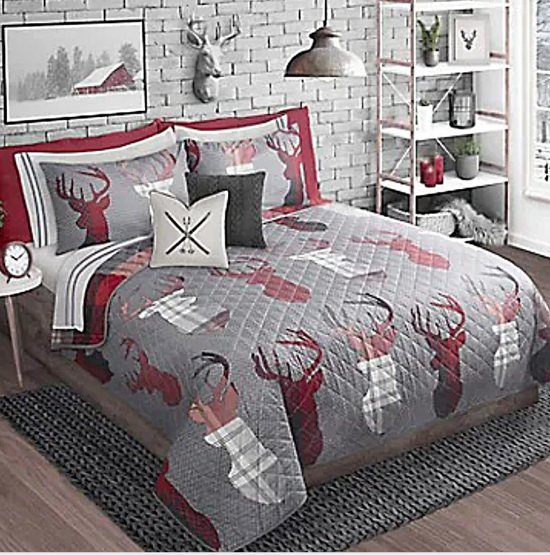 Classic Plaid Reversible 3 Piece Bedding Quilt Set