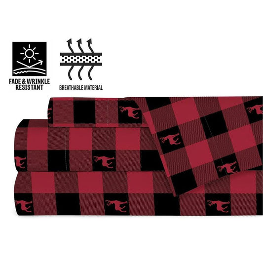 Plaid With Deer Motifs 4 Piece Sheet Set